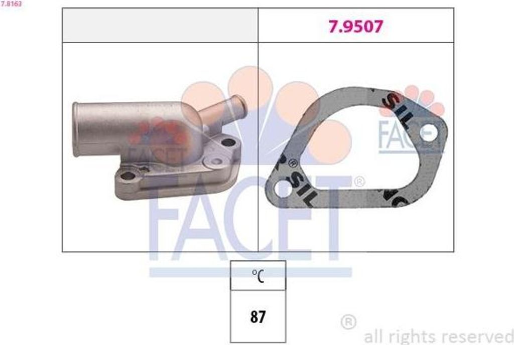 FACET Thermostat Kühlmittel 87°C für FIAT Uno Schrägheck (146) TIPO (160) TEMPRA (159) TEMPRA S.W. (159) Premio Limousine für LANCIA DEDRA (835)