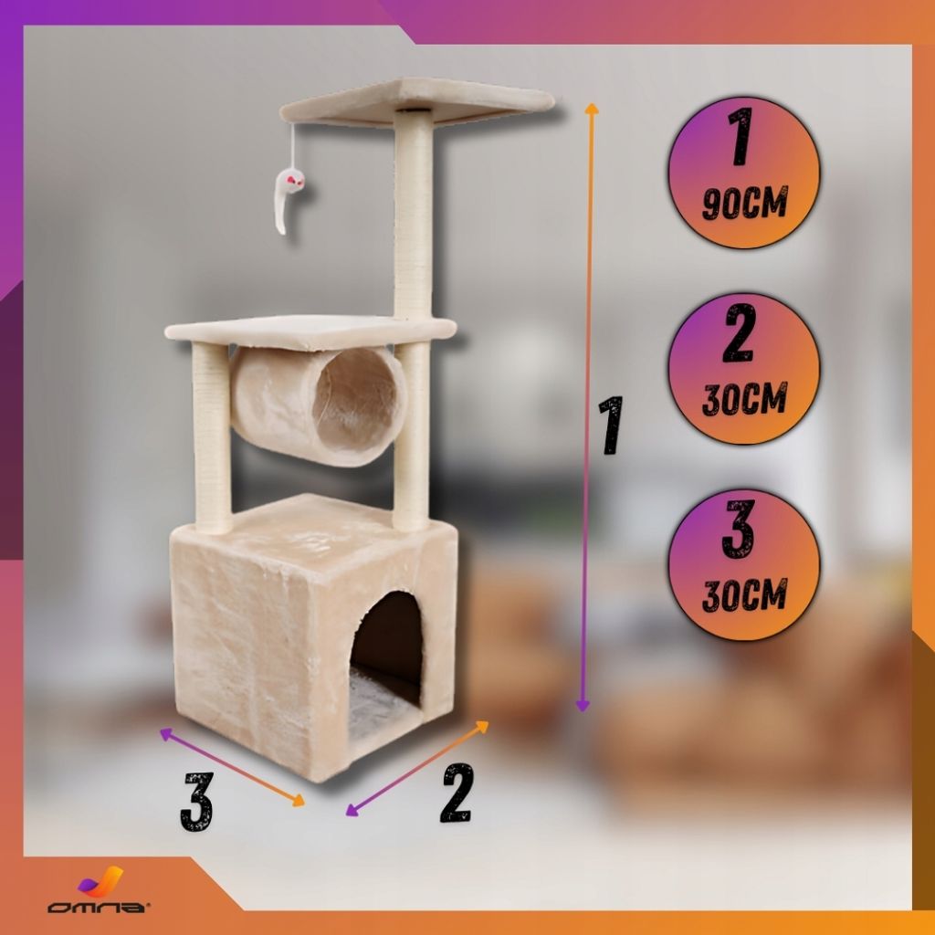 OMNA | XXL Kratzbaum fr Katzen - 93 cm - mit Haus und