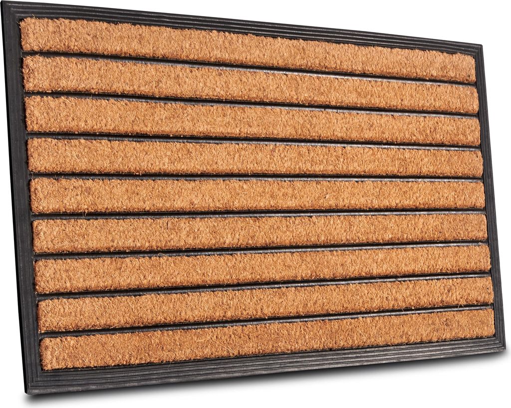 NYVI Fußmatte Kokos - Rutschfest, Wetterfest, für Innen und Außen - Schmutzfangmatte Kokosmatte - 45x75 cm Rechteckig - Streifen Horizontal