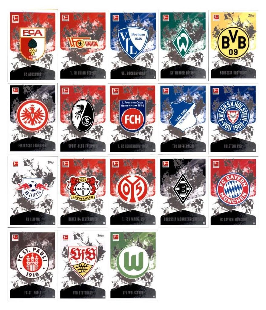 Topps Match Attax Bundesliga - 2024/25 - Alle 18 Club Karten