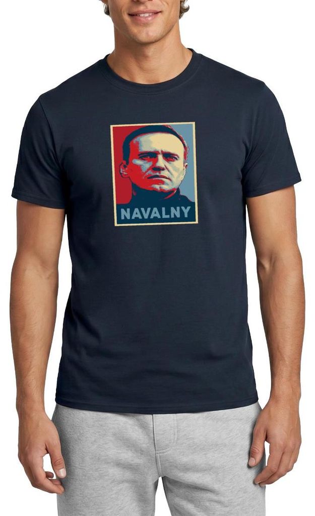 Spreadshirt Alexei Nawalny Porträt Männer T-Shirt, L, Navy
