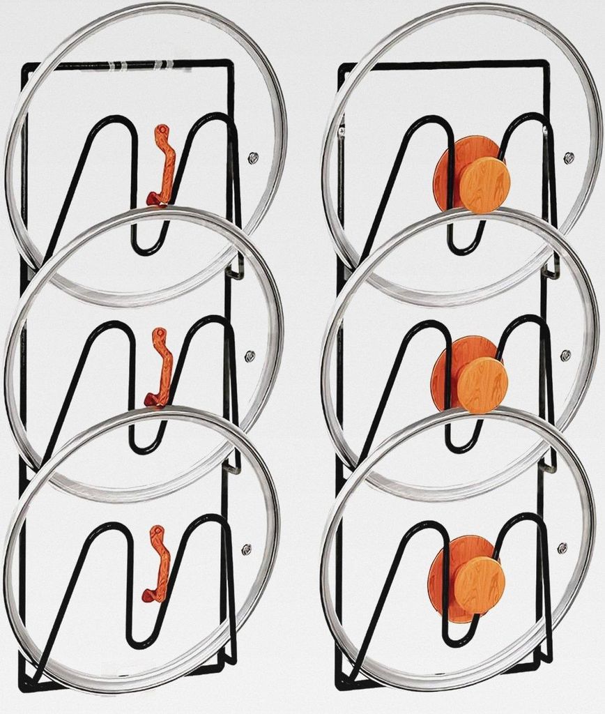 Topfdeckel-Organizer-Rack, 6-stöckig, V-Wand-Topfdeckelhalter, kein Bohren, selbstklebend, Schranktür/Wandmontage, Topfdeckelregal, Küchenregal ...
