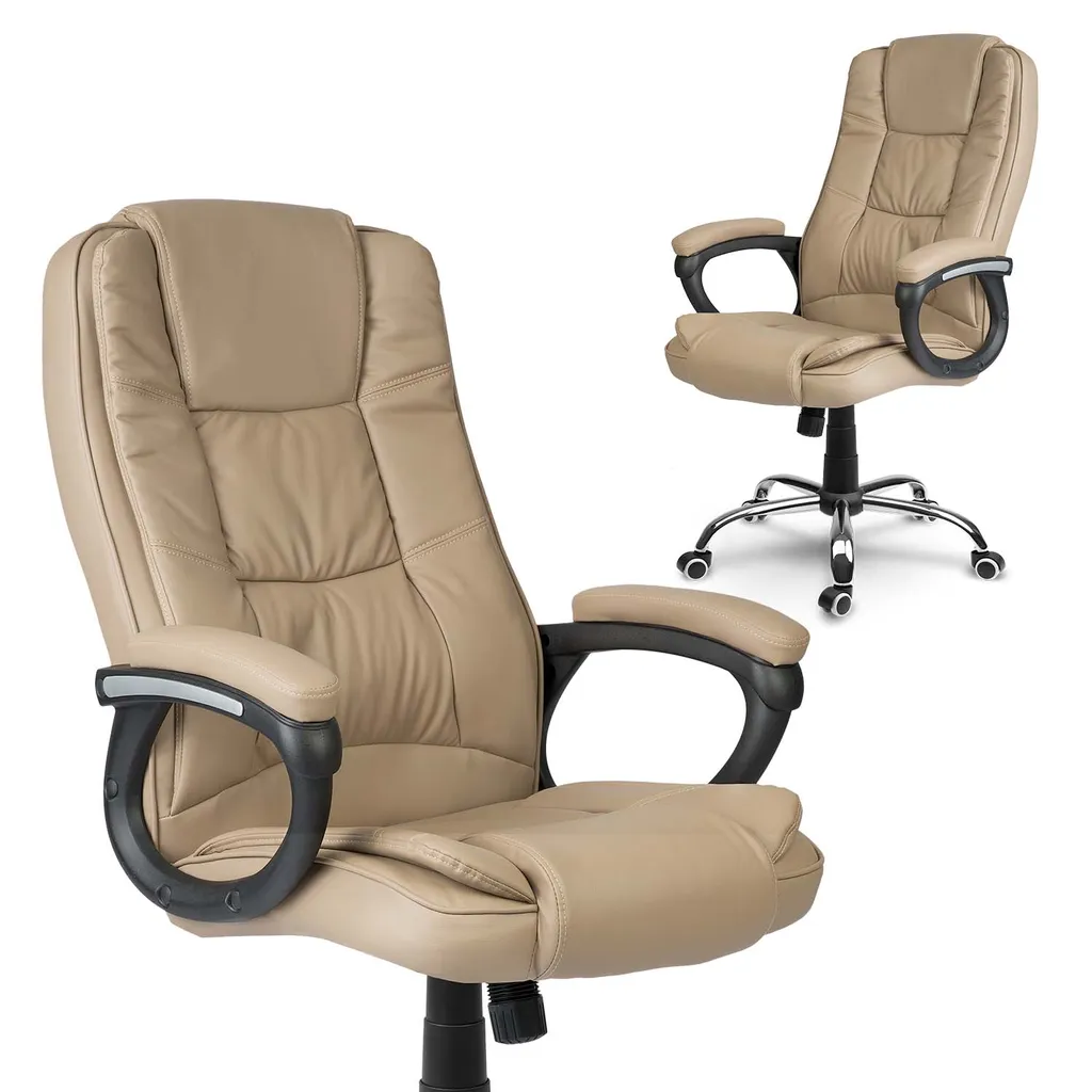 Fauteuil Porto Beige Pivotant - Chaise Bureau Design Confortable avec Mousse - 2