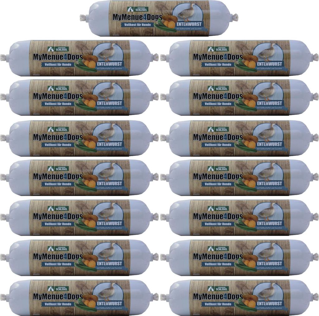 MyMenue4Dogs Hundefutter Entenwurst - 15x 400g