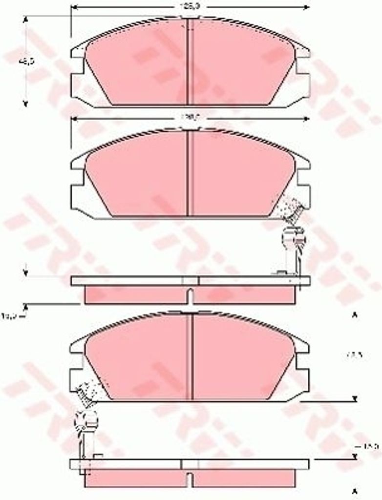 4 Bremsbelagsatz, Scheibenbremse TRW GDB925 für HONDA ACURA, Vorderachse