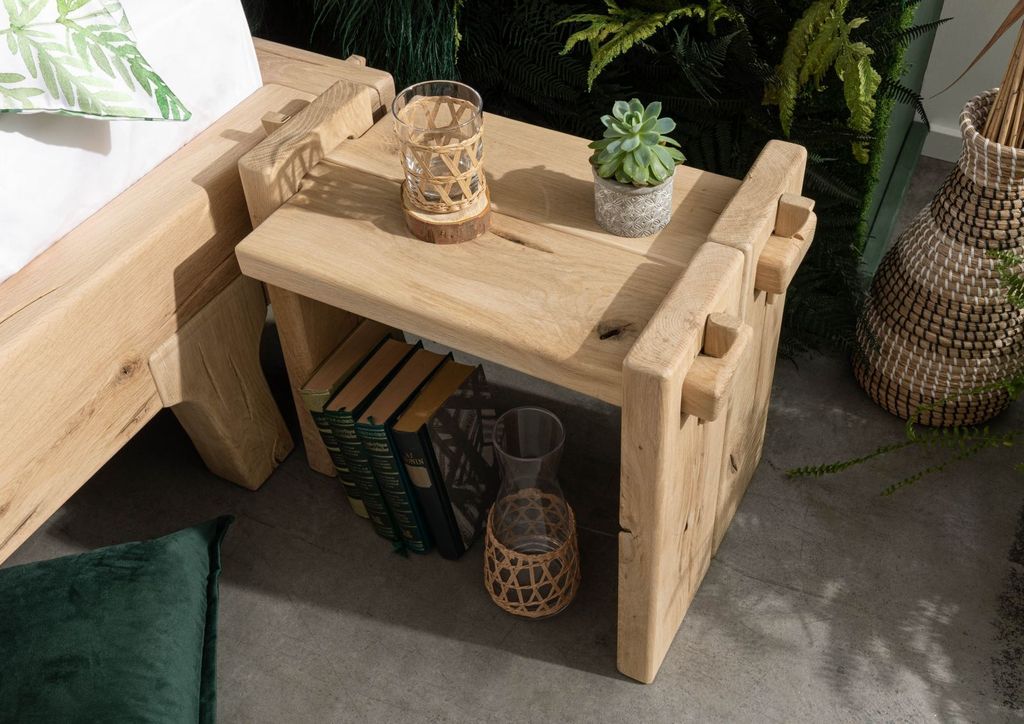 MASSIVMOEBEL24 Nachttisch Eiche 56x34x45 natur geölt OAK HEART #11