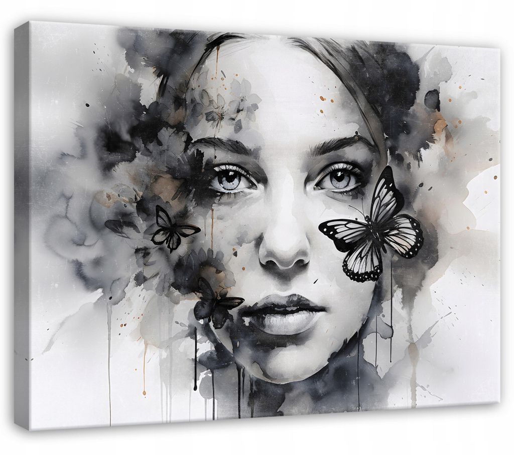 Leinwandbild Frau Gesicht Abstrakt - 100x70 cm - Wandbilder Wohnzimmer Schlafzimmer - Leinwand Leinwandbild Grau - PP14655O1