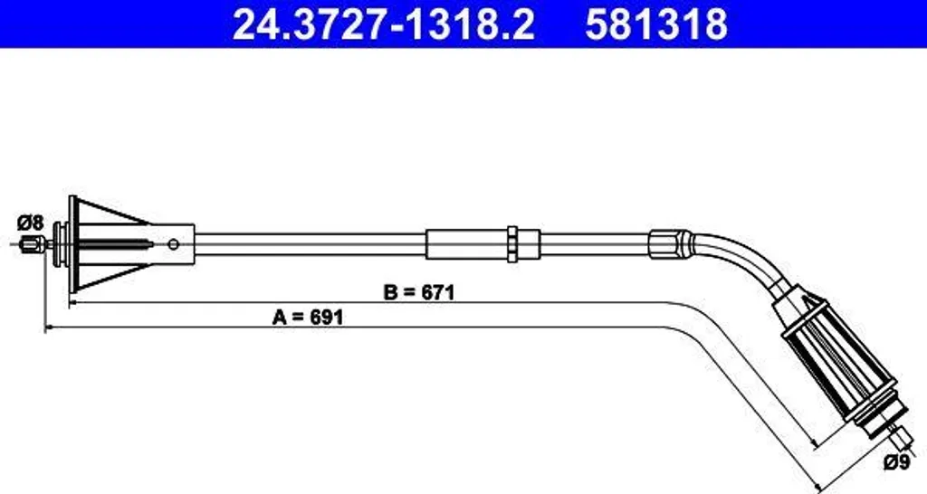 ATE 24.3727-1318.2 Cavo Freno a Mano per Volvo S80 OE 30794735