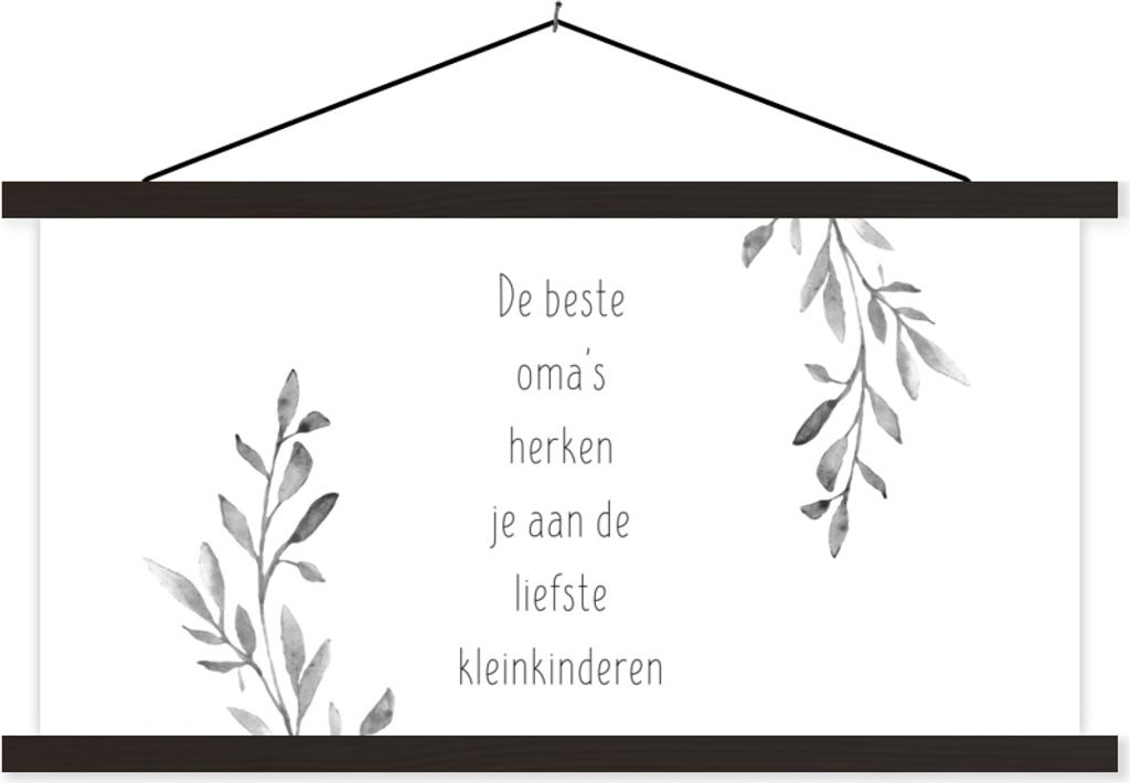 MuchoWow Textilposter Muttertagsgeschenk - Oma - Großmutter - schwarz und weiß 120x60 cm mit schwarzem Rahmen - Dekoration Schlafzimmer