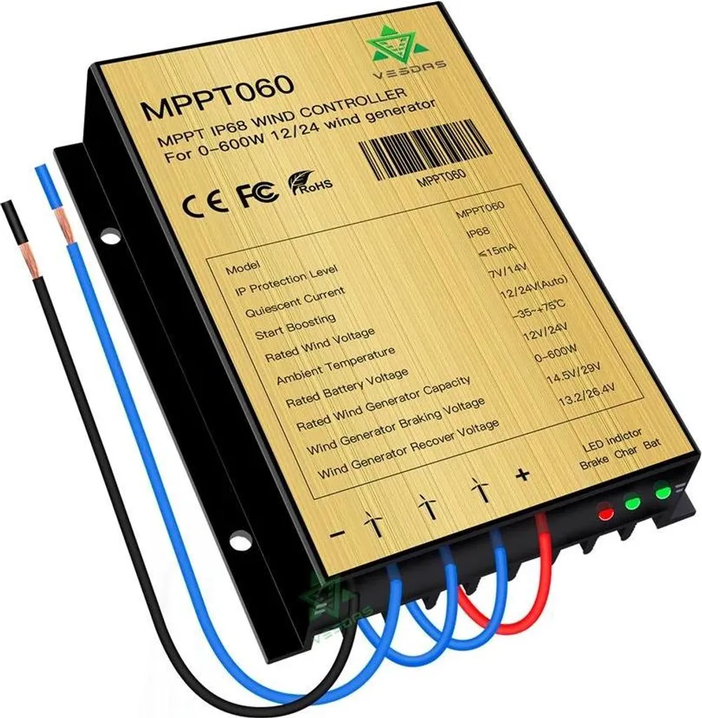 Contrôleur de charge éolienne 12V pour site isolé et charge MPPT