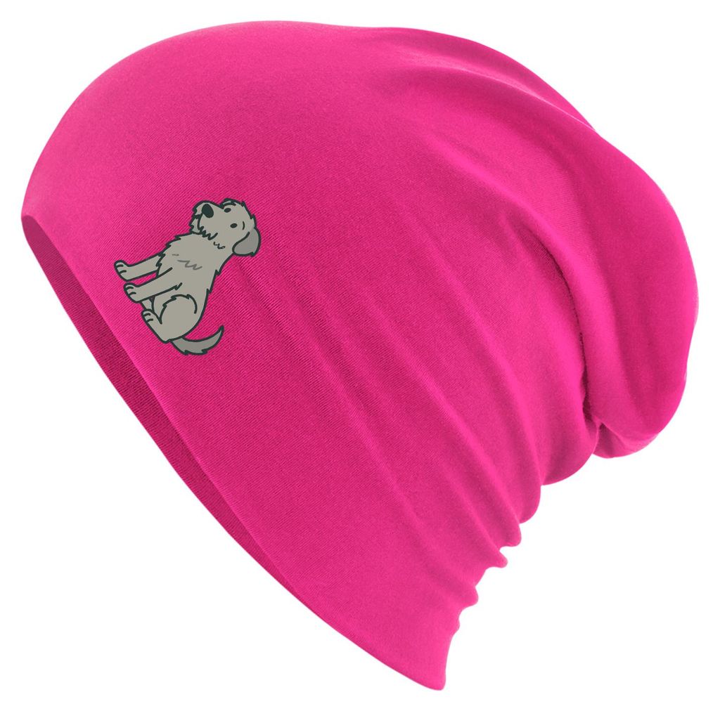 Huuraa Beanie Irish Wolfhound Comic Wolfi Fuchsia One Size Baumwolle und Elasthan Mütze Geschenkidee