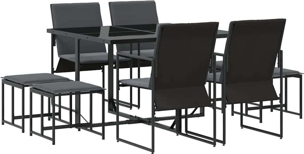 Garten Essgruppe 9 pcs Schwarz Stahl