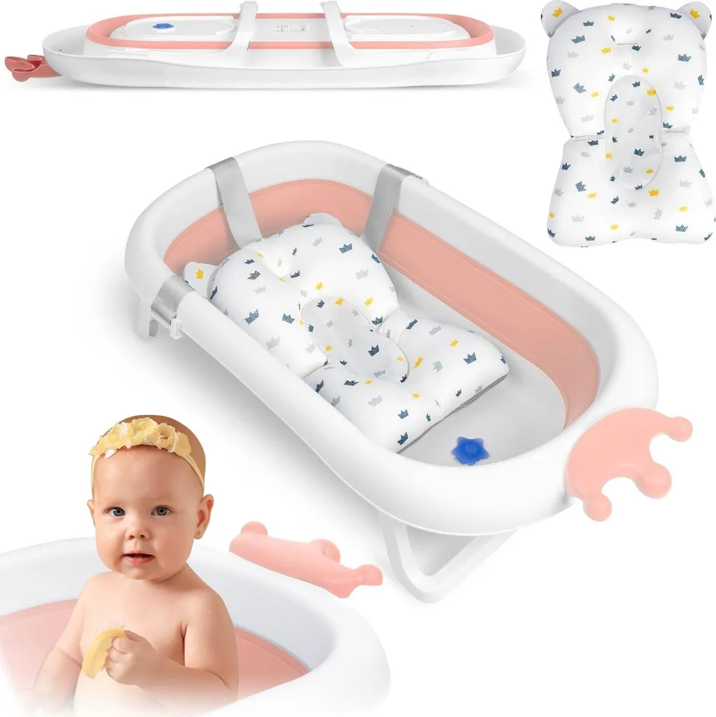 Baignoire bébé RK-280 anti-glisse avec oreiller de maintien sécurisé