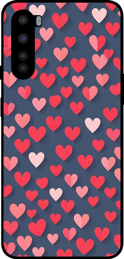 Smartphonica Telefon Fall fit für OnePlus Nord mit rosa und roten Herzen Impressum - TPU Backcover Fall mit rosa und roten Herz-Design