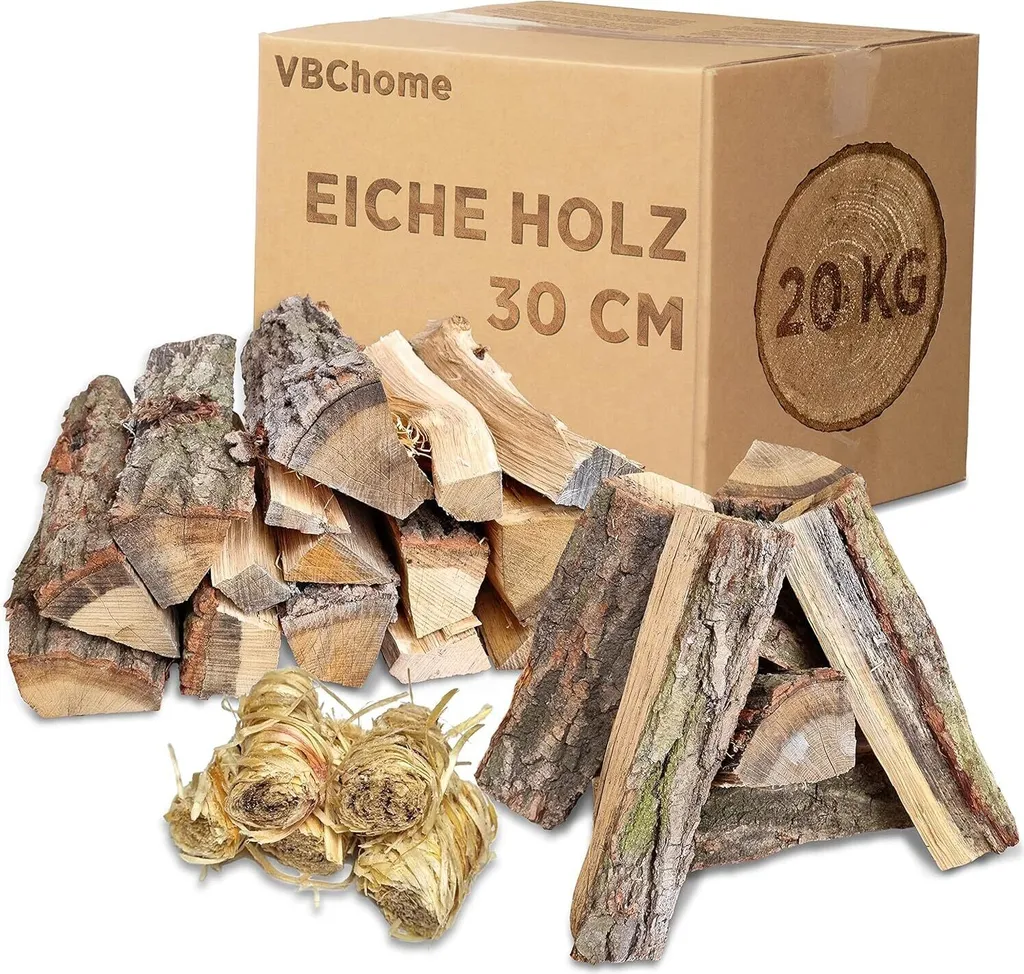VBChome Bois de Chauffage Chêne 20 kg - Bûches 30 cm de Qualité Premium