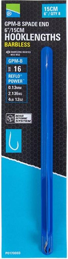 8 x PRESTON GPM-B SPADE PRESTON 6" 15cm BAEBLESS Stippvorfach Matchvorfach #18 / Ø 0,11mm / 1,52kg