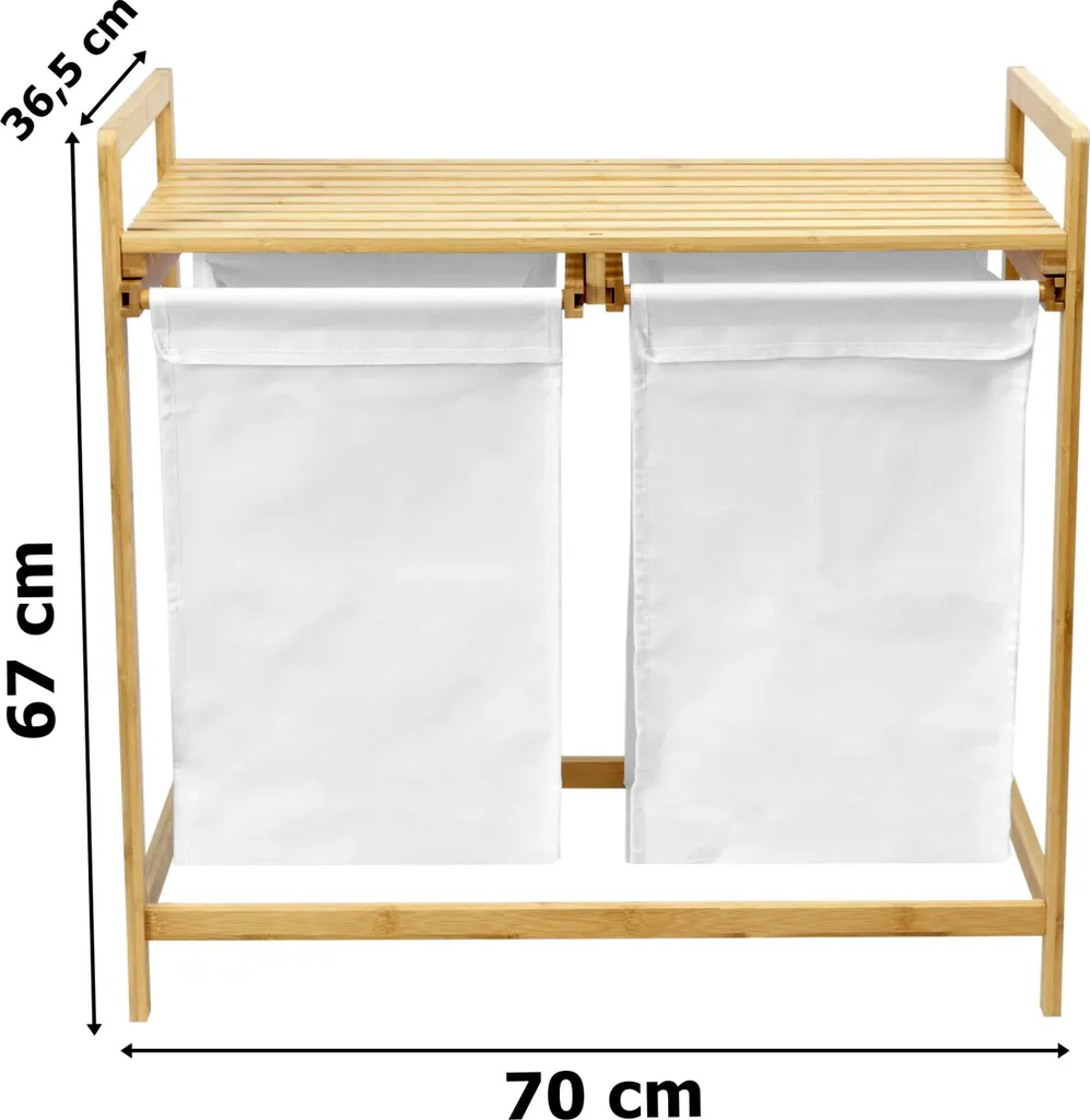 Corbeille à linge HANOI double compartiment bambou - Design et durable - 4