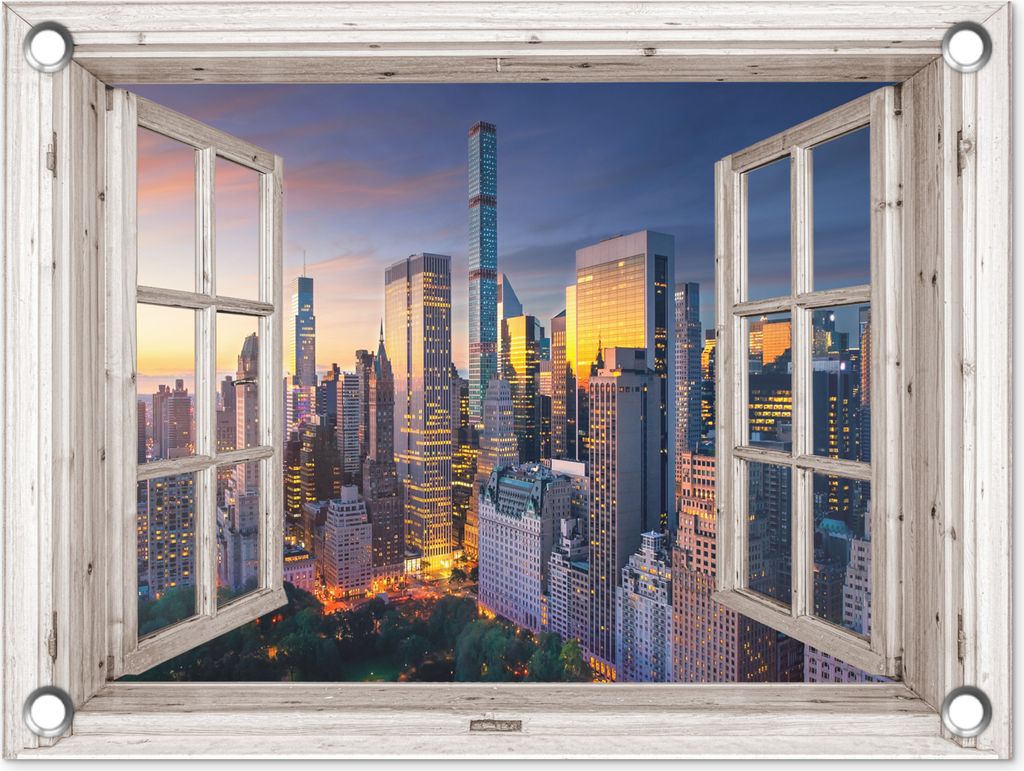 MuchoWow 40x30 cm Outdoor-Poster Gartendeko Sichtschutz Garten Poster für den Garten Ansicht - New York - Architektur