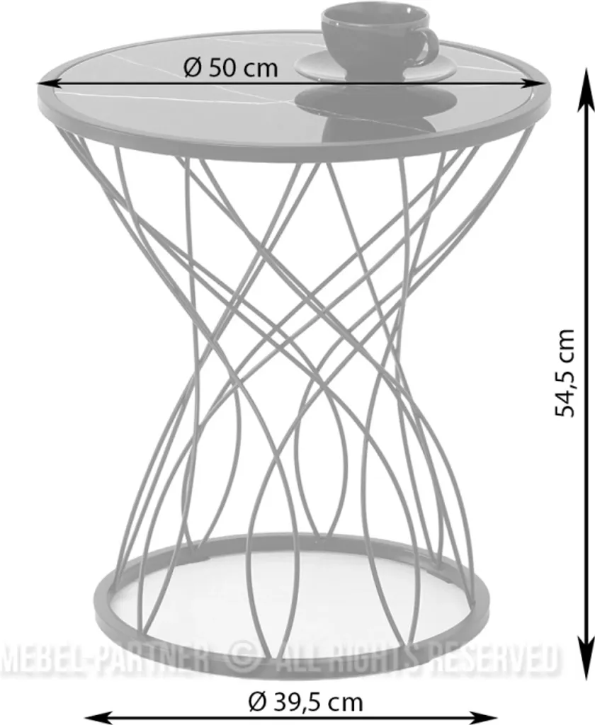 Table basse design ELIMAR 01 en marbre noir et structure métal noir - 4
