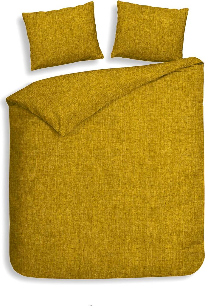 Heckett and Lane Franela Dbo 200 Sunset Gold Bettwäsche 1 x Bettbezug 200x220 + 2 x Kopfkissenbezug 70x60 Sunset-Gold Uni goldfarben