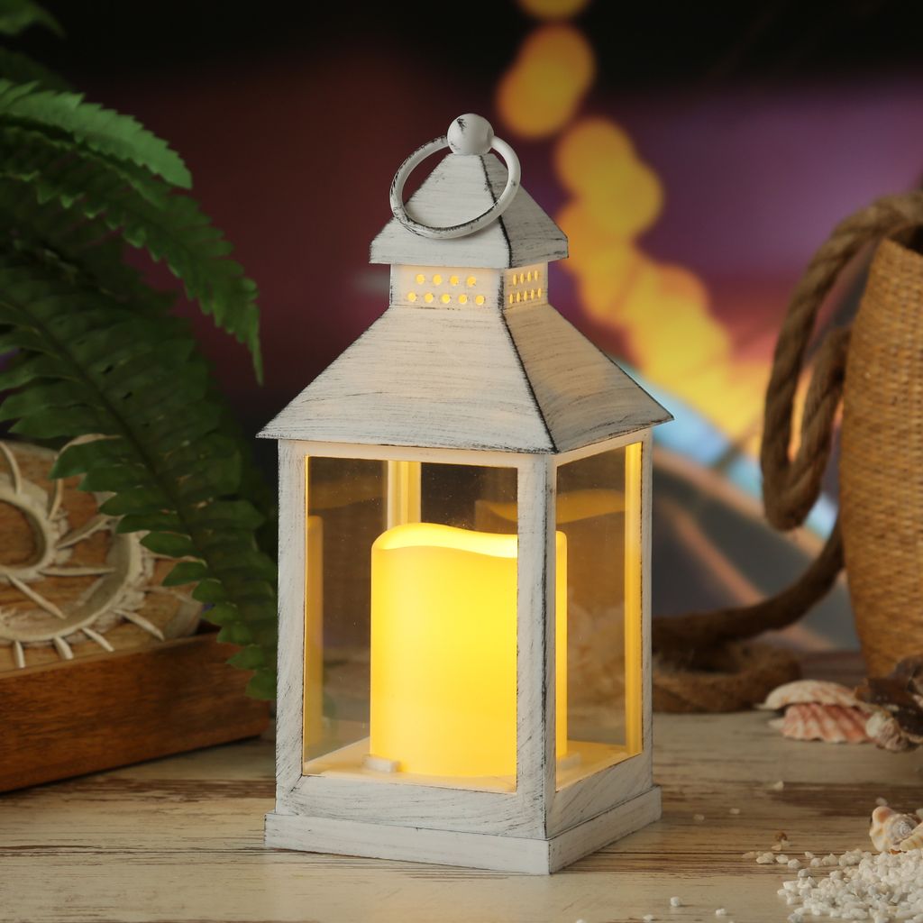 WB Wohn Trends LED-Laterne Mit Timer – 24x10,5x10,5 Cm, Batteriebetrieb, Aufdruck 'Schön, Dass Es Euch Gibt', Weiß