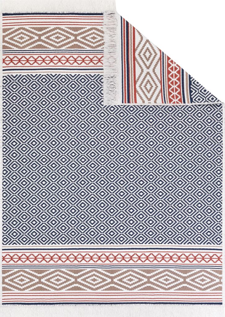 Tapiso Teppich AZTECA vintage Fransen grau orange Wohnzimmer 80 x 300 cm