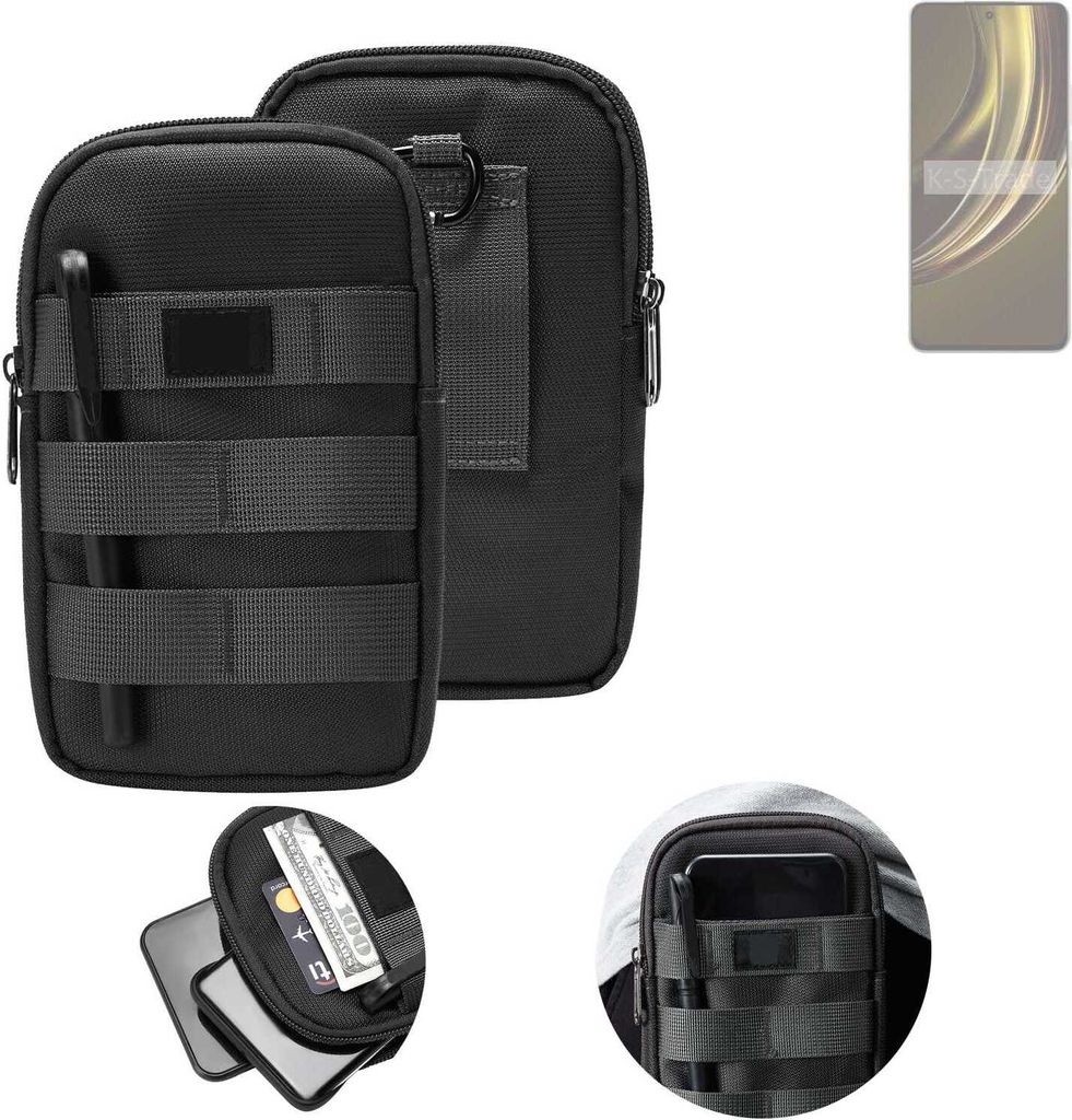 K-S-Trade Holster Gürtel Tasche kompatibel mit Realme P1 Speed 5G Handy Tasche Schutz Hülle dunkel-grau viele Fächer, 1x