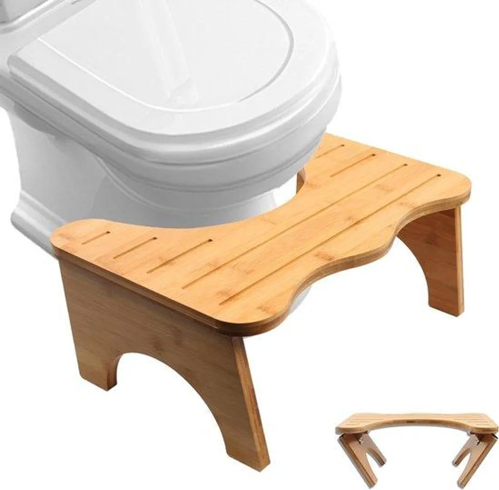 Tabouret de toilette pliable en bois 7 pouces, physiologique et naturel