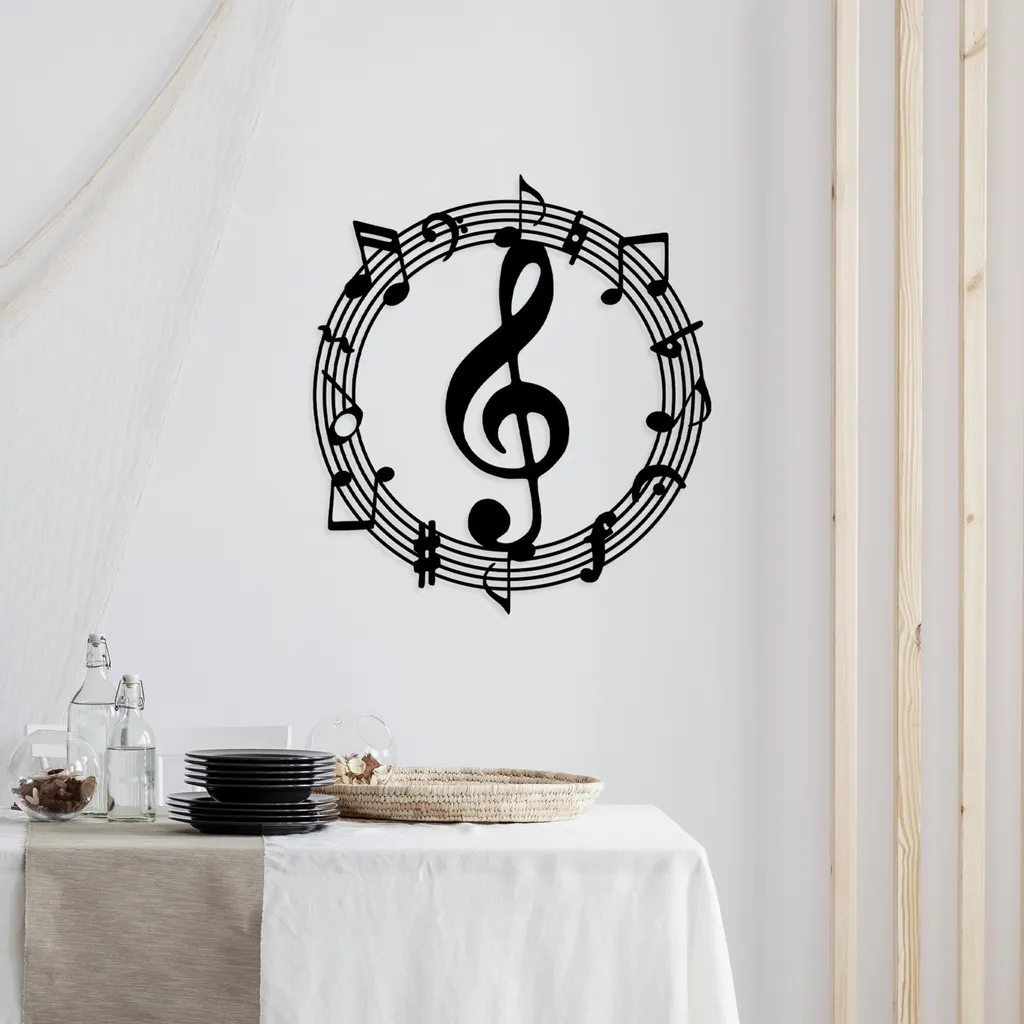Tableau en Métal Musical Noir Wallity pour Décoration Maison Design