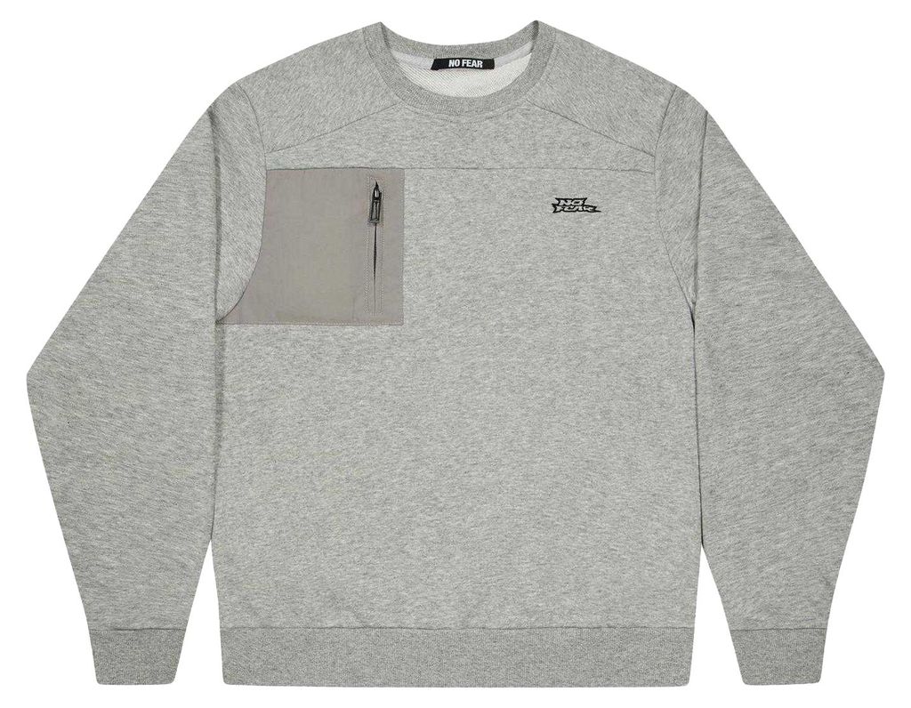 No Fear - Pullover für Herren, Reißverschlusstasche, Technisch GT18015 (S) (Grau meliert)