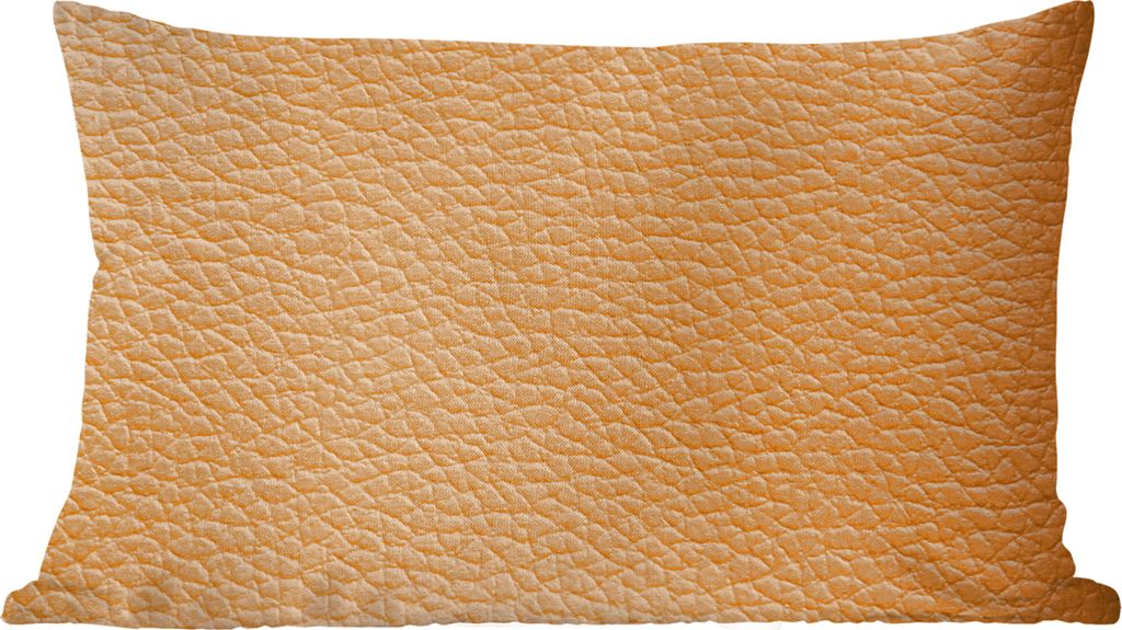 MuchoWow Zierkissen Sofakissen Wohnzimmer Dekokissen 50x30 cm Leder - Strukturiert - Leder-Optik - Orange - Wohnzimmerdekoration - Polster mit Photo