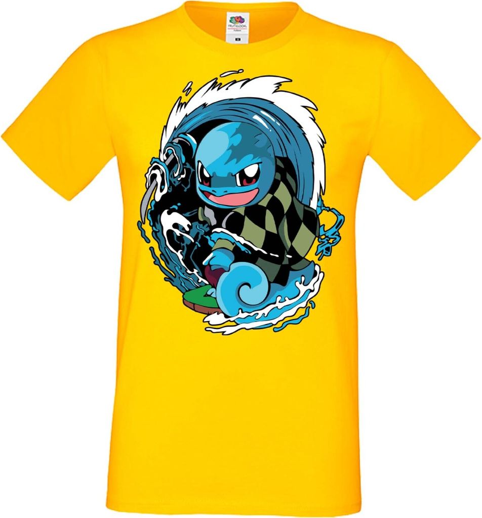Herren T-Shirt Manga Anime Pokemon Squirtle, Man M / Gelb