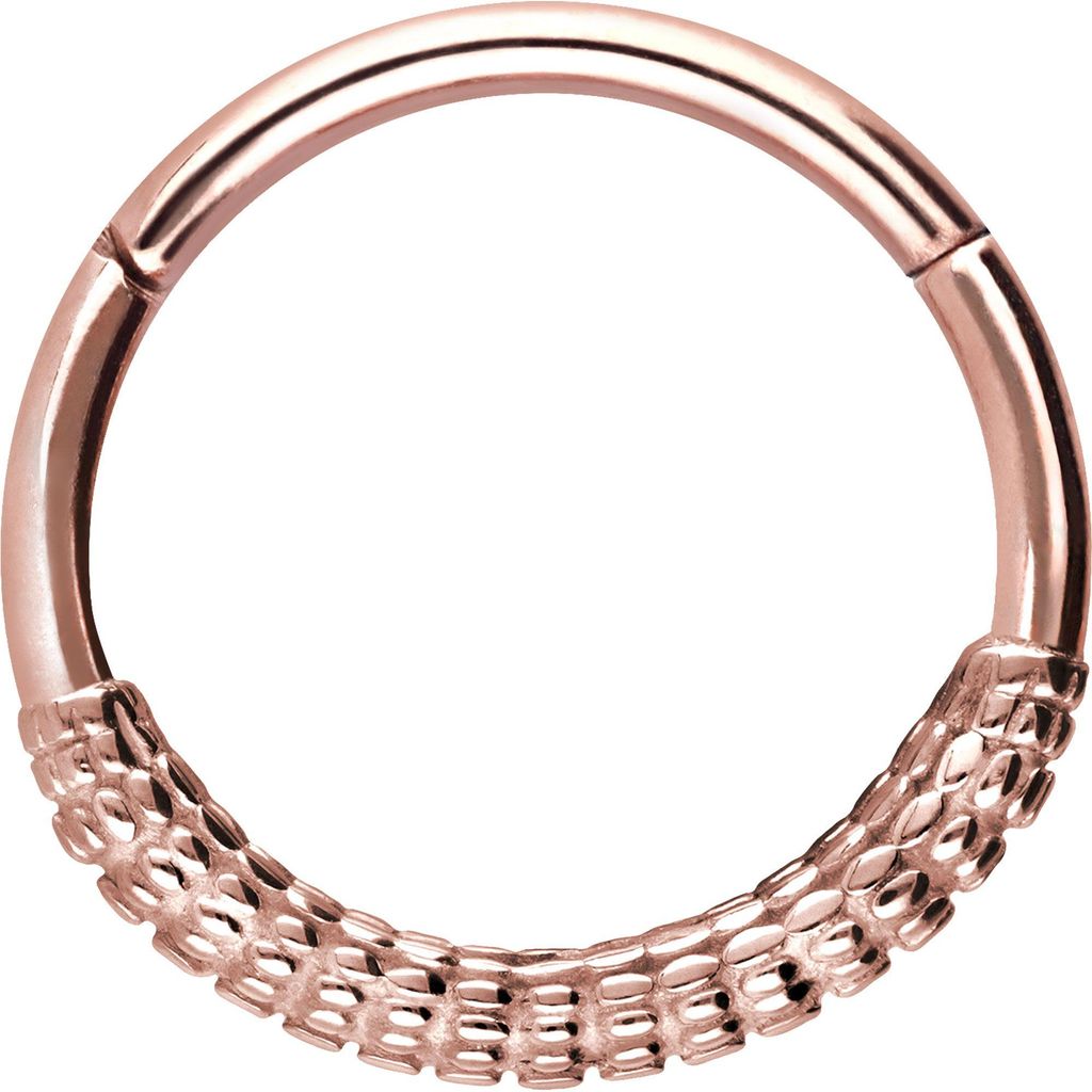 Ohrpiercing, Nasenpiercing, Septum Piercing Chirurgenstahl Segmentring Clicker KOLBEN-DESIGN RoséGold Innendurchmesser: 12 mm