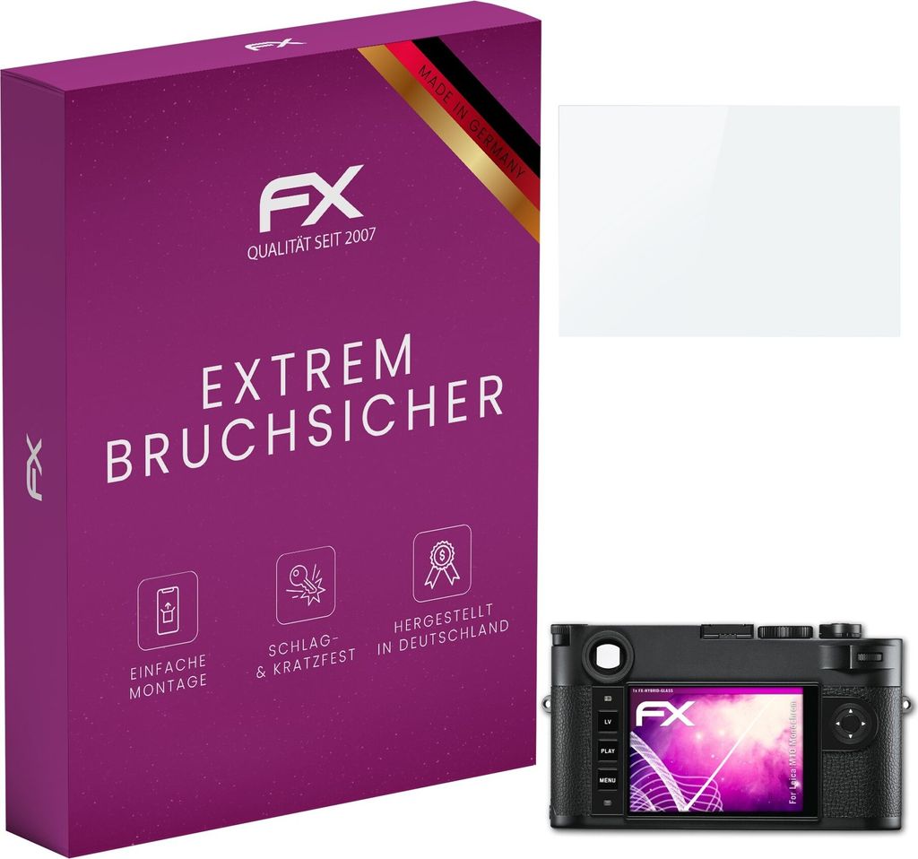atFoliX FX-Hybrid-Glass Displayfolie kompatibel mit Leica M10 Monochrom Glasfolie