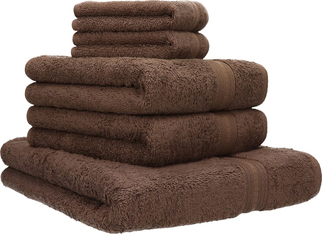 Betz 5-TLG. Handtuch-Set Gold 100% Baumwolle Qualität 600 g/m² 1 Duschtuch 2 Handtücher 2 Seiftücher Farbe nussbraun