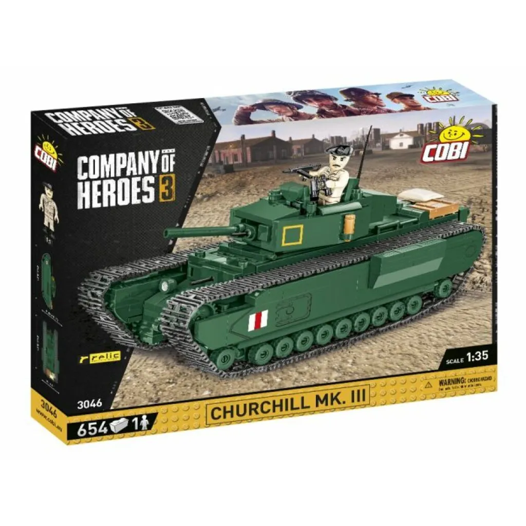 Char Churchill Mk. III Cobi 3046 avec Tourelle Mobile et Chenilles Mobiles