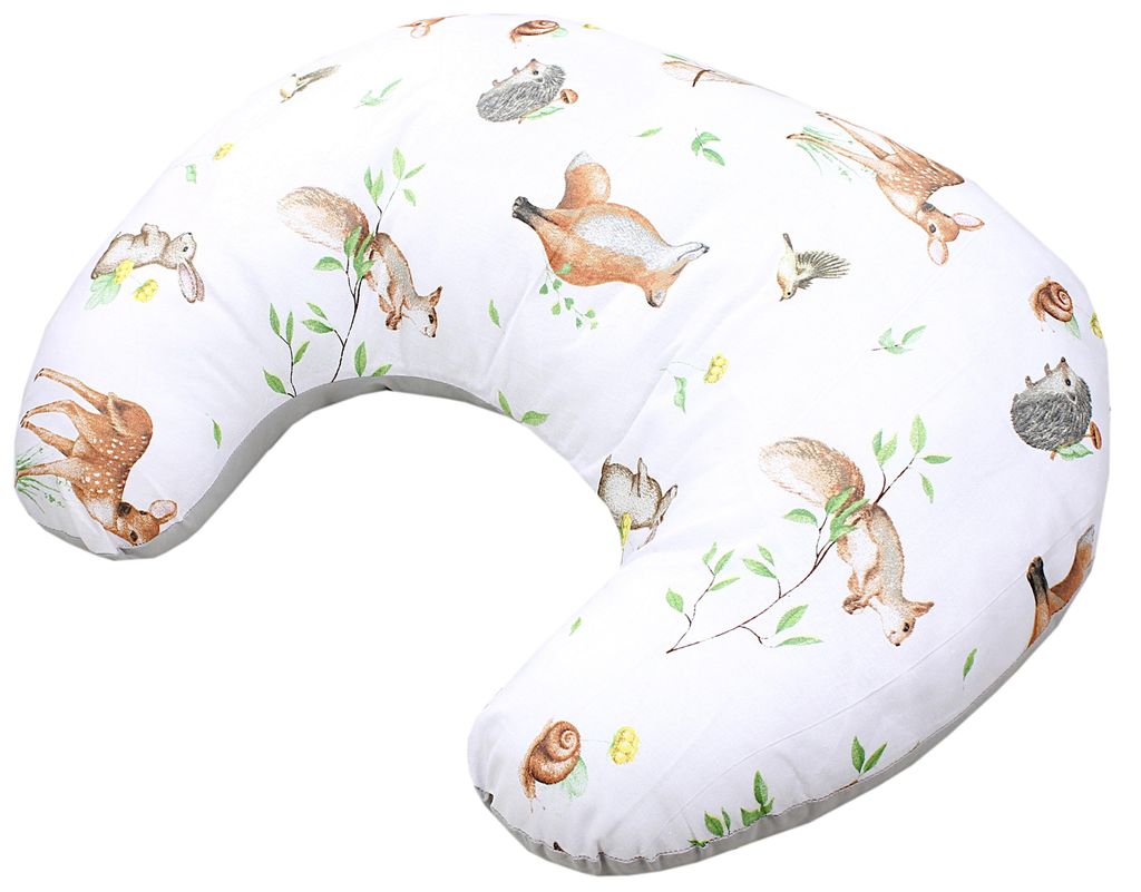 TupTam Baby Stillkissen Klein mit Baumwoll-Bezug, Farbe: Waldtiere/ Igel/ Reh/ Fuchs/ Kaninchen/ Beige