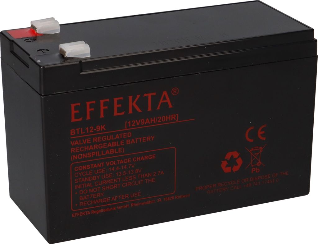 Effekta BTL 12-9K Blei-Vlies Akku AGM VRLA 12V 9Ah