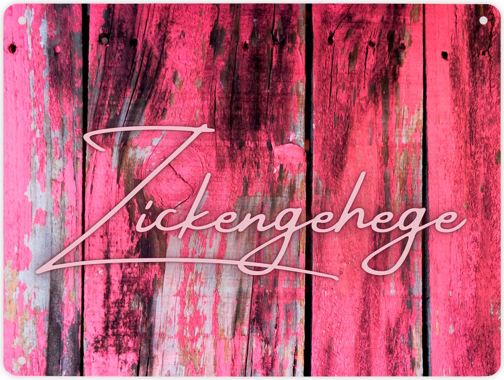 Zickengehege Metallschild XL in 21x28 cm für deine Tochter in pink