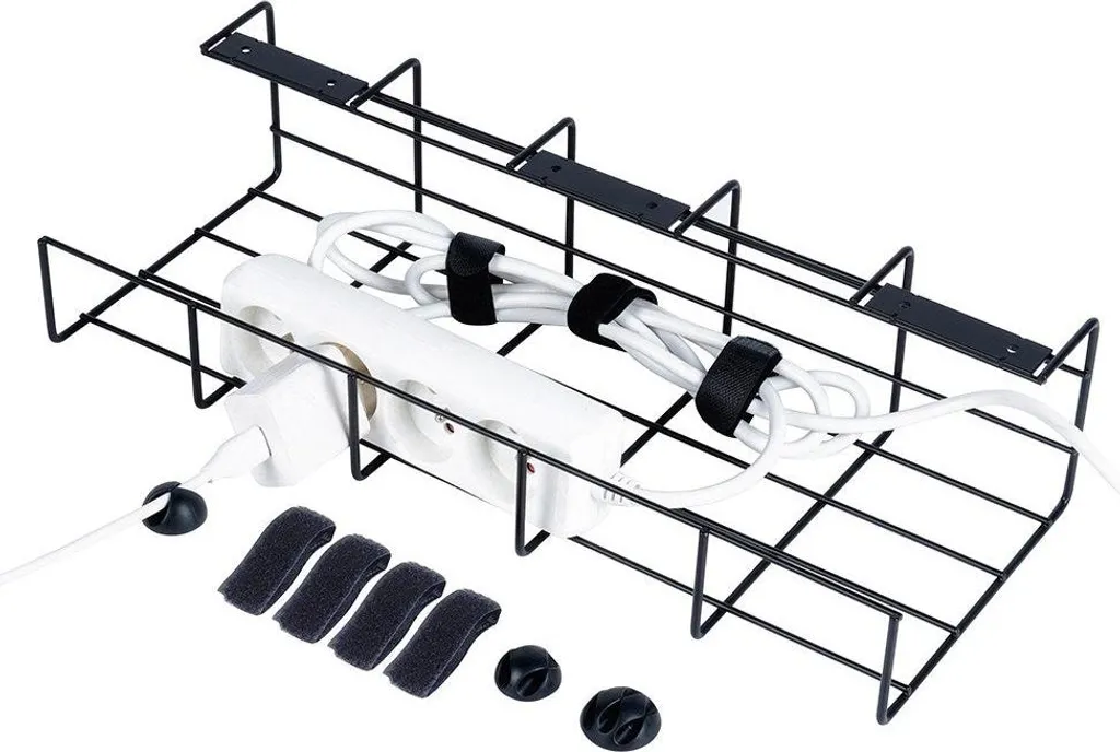 Organizzatore Cavi Metallo Nero Professionale con Kit Montaggio Completo