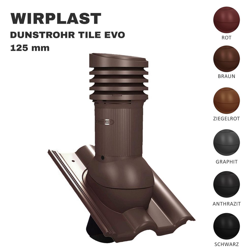 Dunstrohr TILE EVO DN 125 mm KONDENSAT ABFÜHRUNG Braas Produktbild 