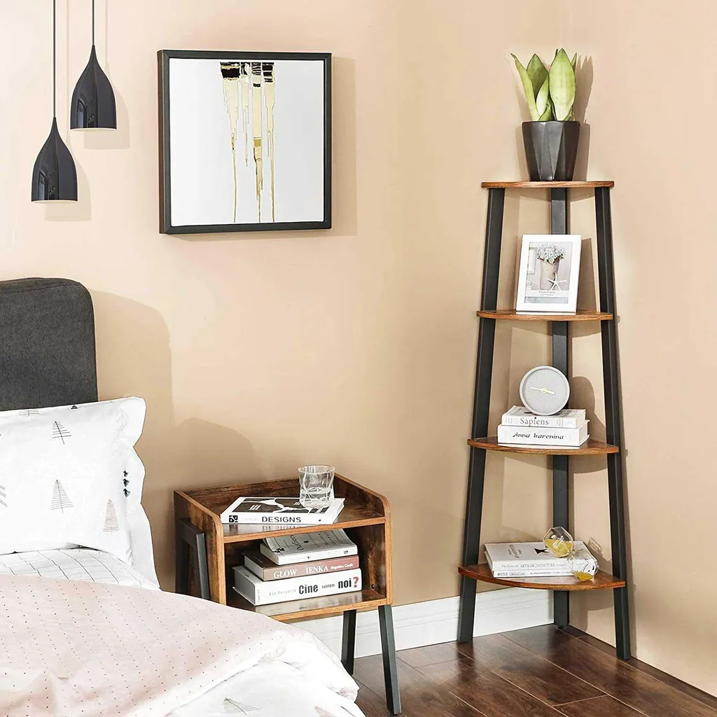 Etagère d'angle design Sutton 125 cm de hauteur finition brun rustique