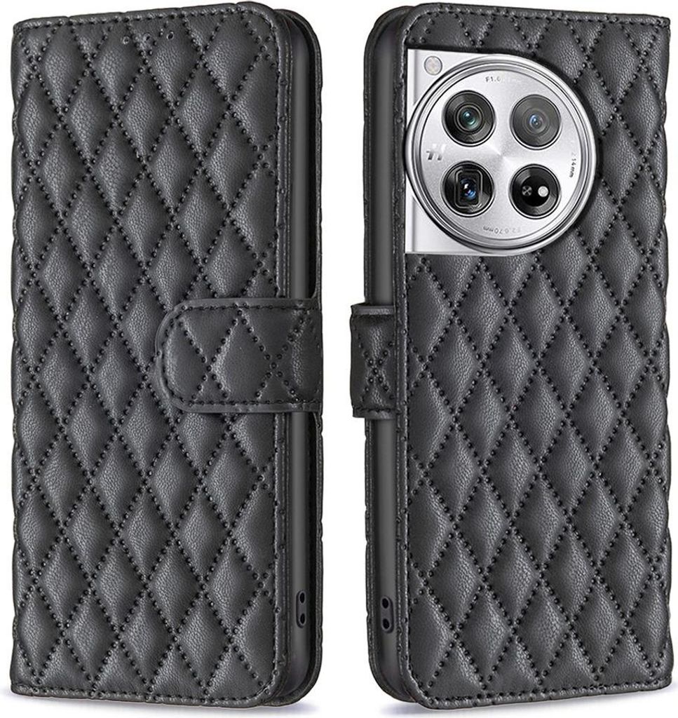 OnePlus 12 Hülle - BINFEN Rhombus Klapphülle - Schwarz