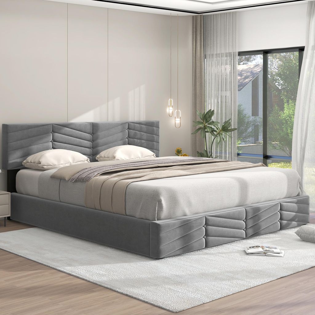 OKWISH Lit coffre 180x200 - Lit Double Capitonné avec Tête Image du produit 