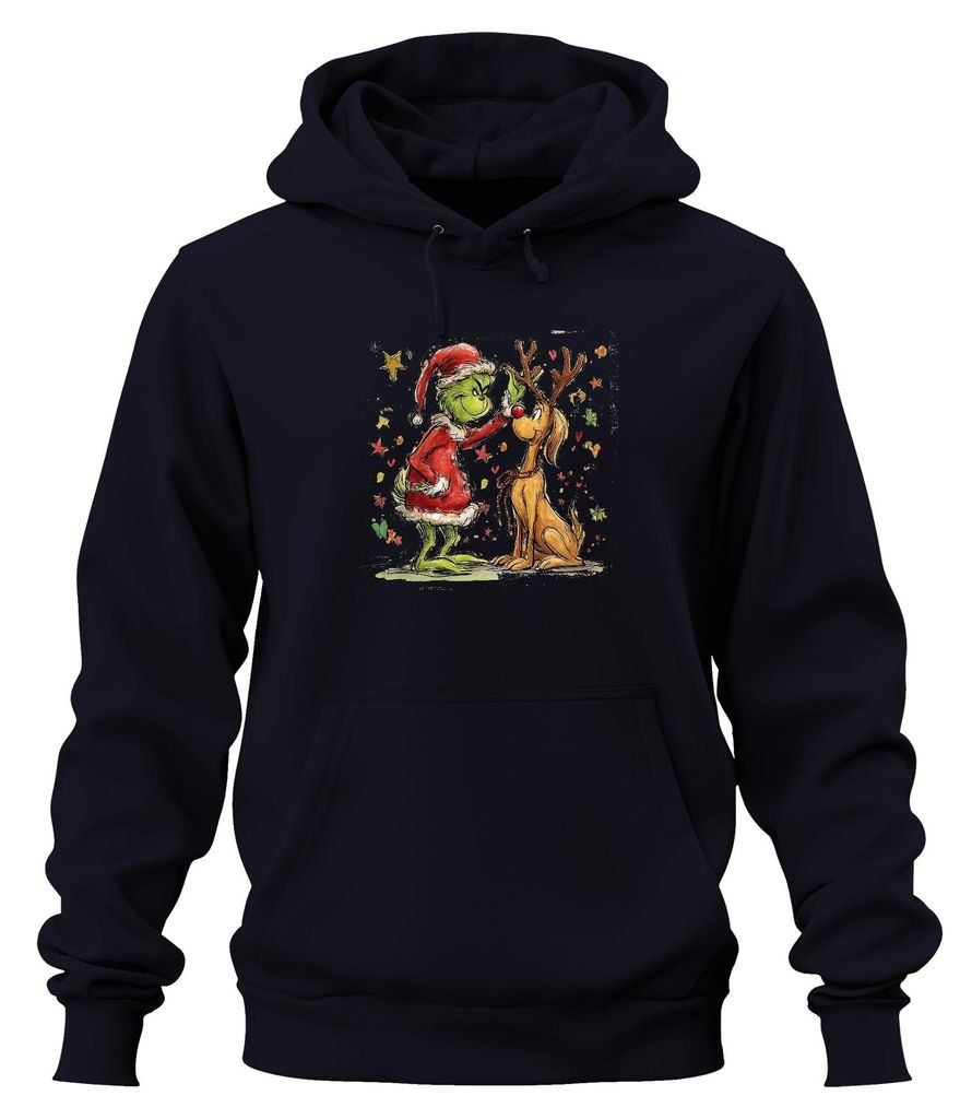 Grinch Max Hund Weihnachten Rentier lustig Geschenk Anti-Weihnachten Uni Hoodie Kapuzenpullover, Navy, XL