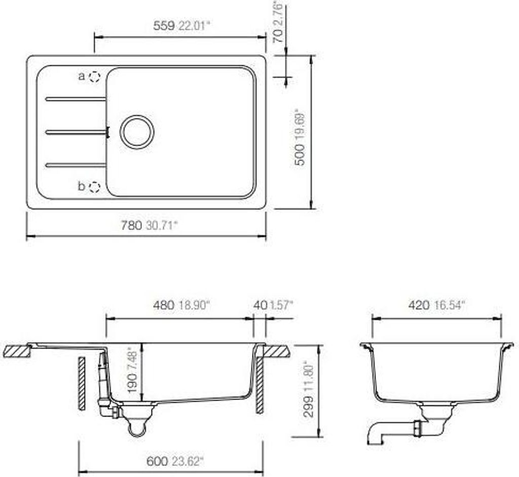 Spüle Schock Formhaus D-100LS-A 780 x 500 mm nero Produktbild 7