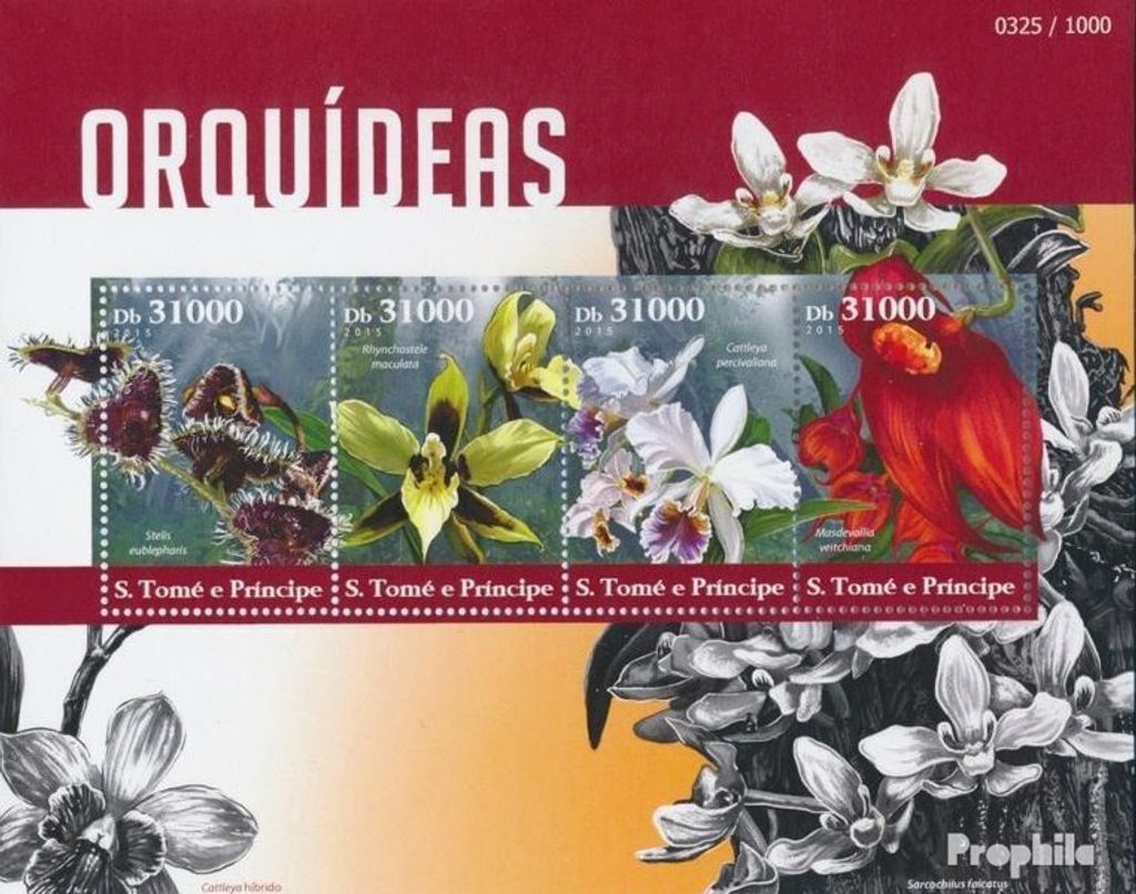 Briefmarken Sao Tome e Principe 2015 Mi 6310-6313 Kleinbogen (kompl. Ausgabe) postfrisch Orchideen