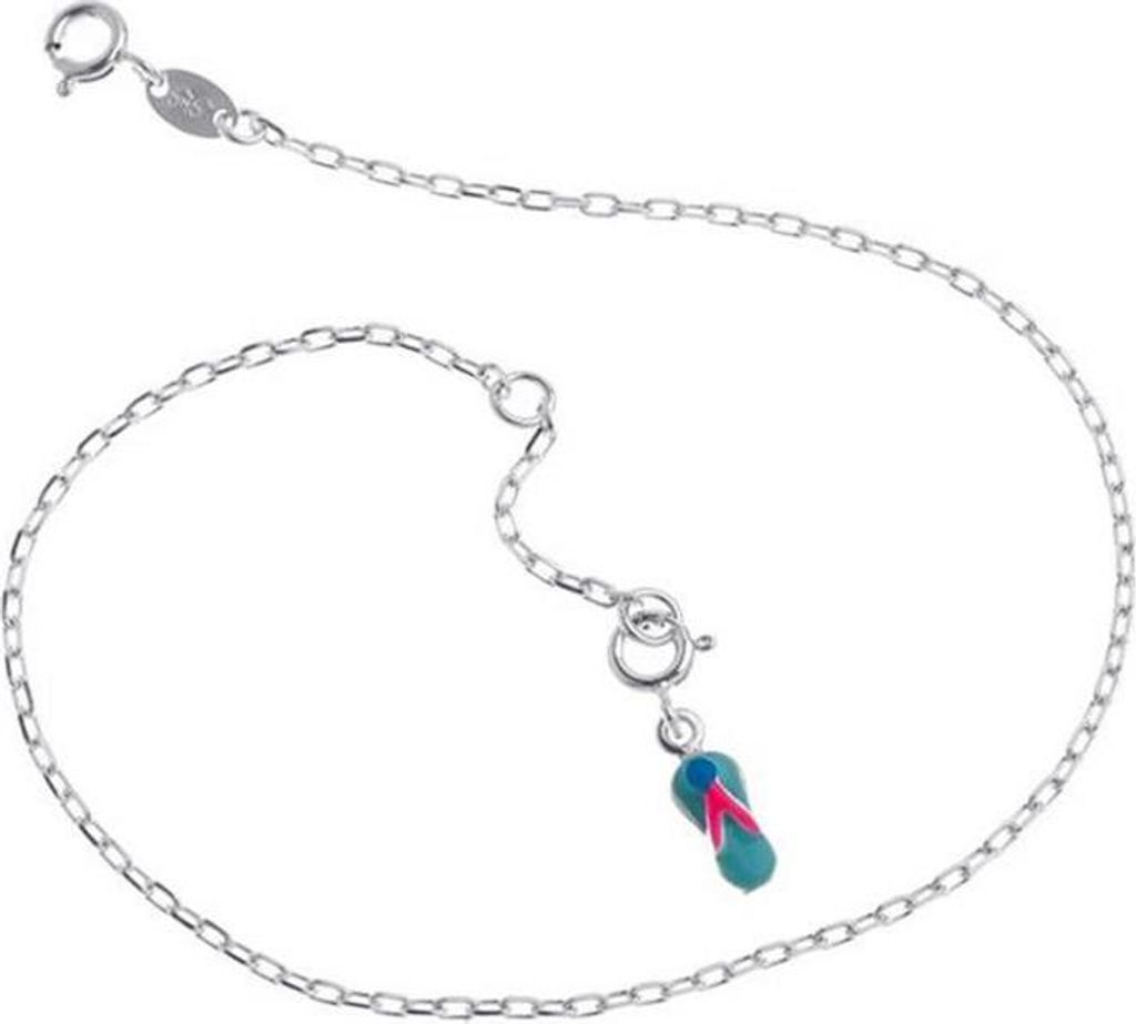 SILBERKETTEN STORE Fußkette Anker 1,7mm mit Flip Flop blau - 925 Silber, Länge wählbar - 30cm