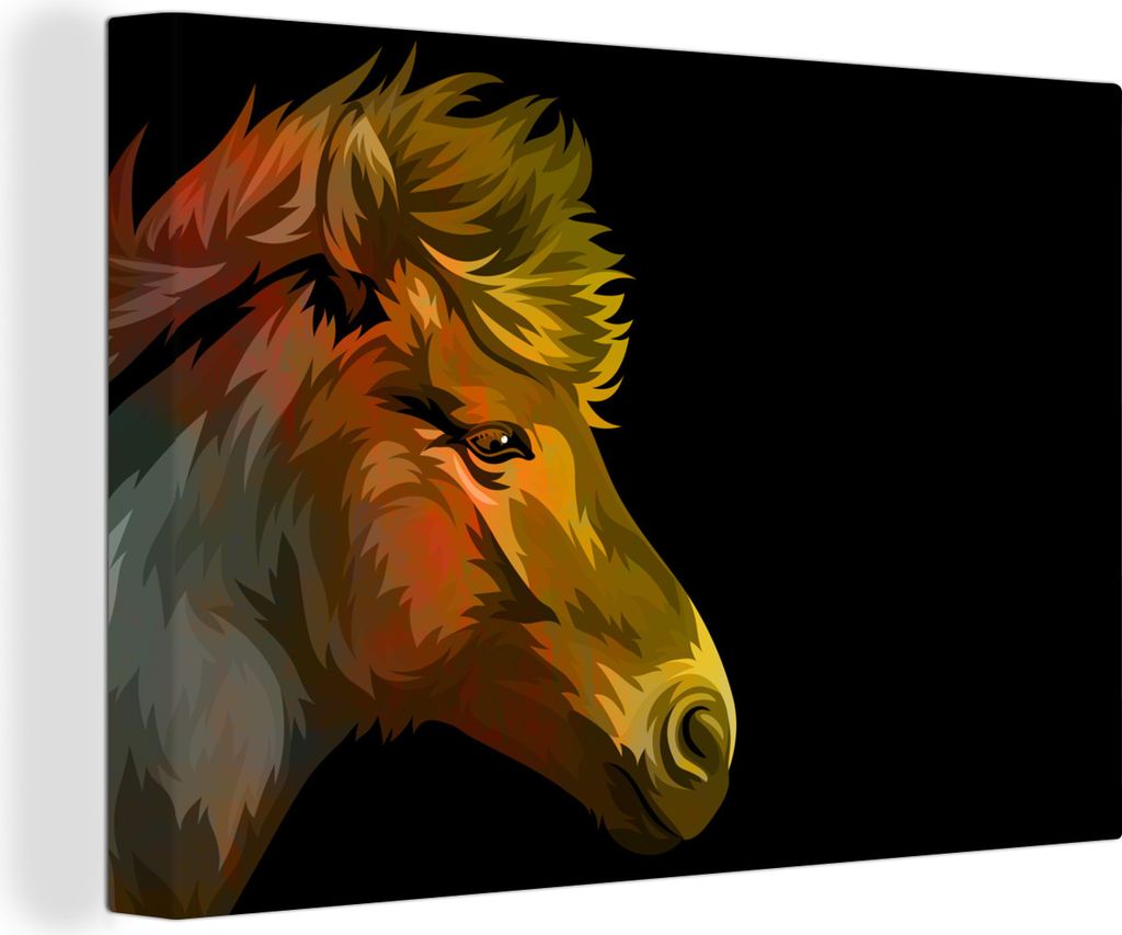 OneMillionCanvasses - Leinwandbilder - 150x100 cm, Pferd - Gelb - Schwarz - Mädchen - Kinder - Mädchen, Wandbilder Kunstdruck Wanddekoration