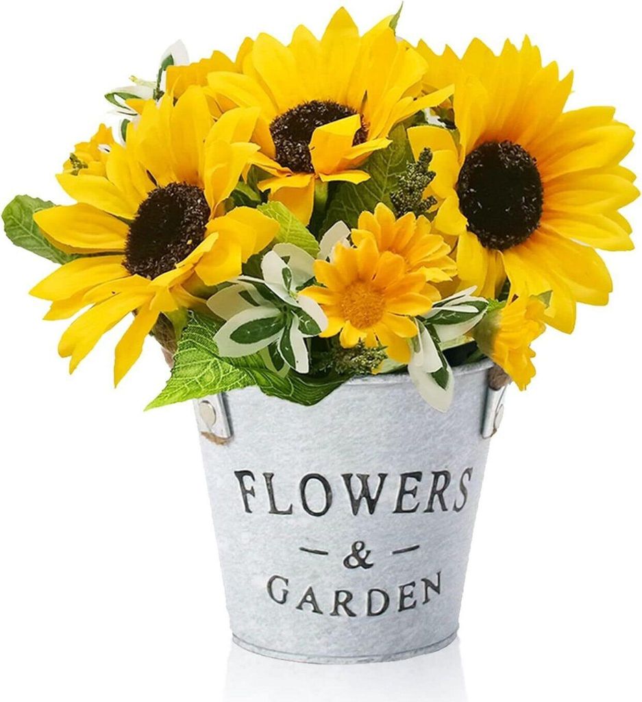 Künstliche Blumen, Sonnenblume Pflanzen im Topf, Dekoblumen Produktbild 